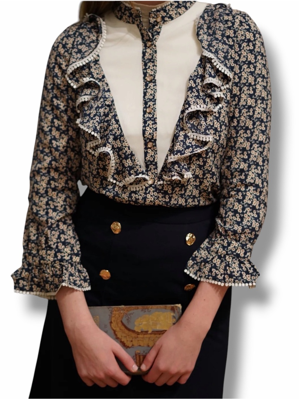 Miss Patina Vita Prairie Ruffle Shirt UK Size 12 US Large